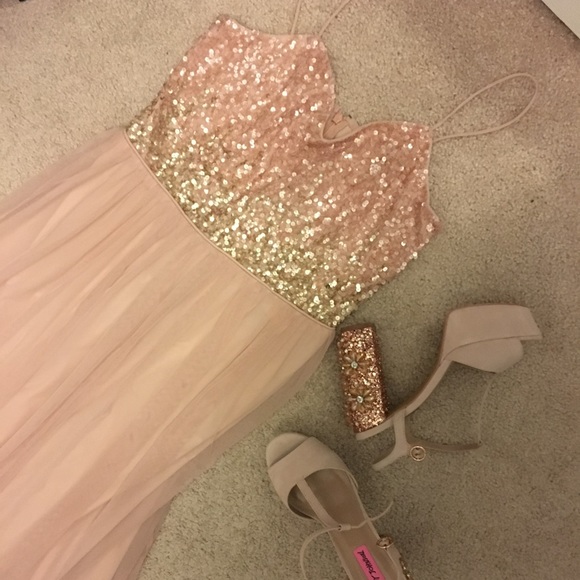 Adrianna Papell Ombré Sequined and Tule Gown - Picture 1 of 3